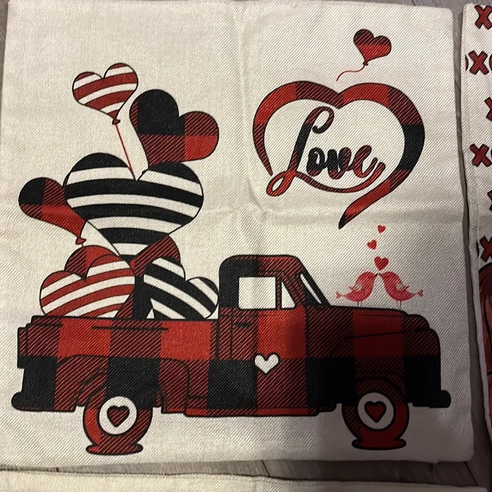 Set of 4 Valentines Day Pillow Covers 18”x18”